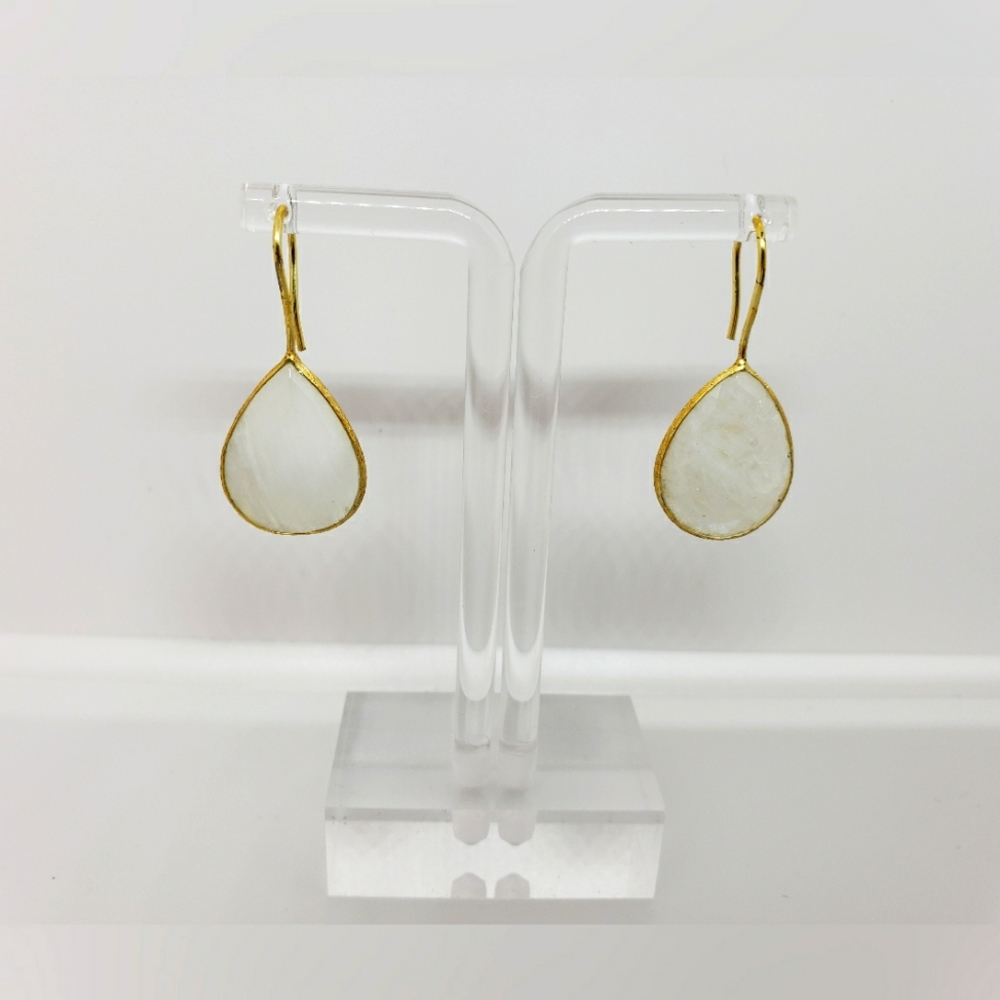 NWOT Gold Plated Gemstone Drop Earrings
